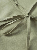 Cotton Linen Lace Up Bow Shirts Women Loose Hollow Out V Neck Long Sleeve Tops nowadaysfashion