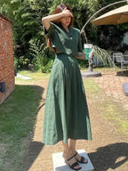 Cotton Linen Skirt 2 Two Piece Sets Outfits Female Short Sleeve Blazer Suits with High Waist nowadaysfashion