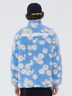 Cotton Padded Thick Parkas Jackets Daisy Print Fleece Warm Full Zip Coats nowadaysfashion