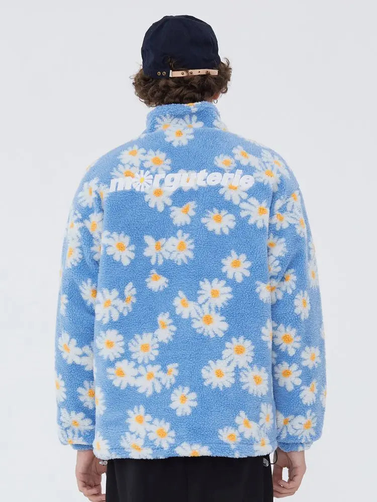 Cotton Padded Thick Parkas Jackets Daisy Print Fleece Warm Full Zip Coats - Blade & Thread
