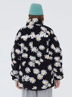 Cotton Padded Thick Parkas Jackets Daisy Print Fleece Warm Full Zip Coats nowadaysfashion