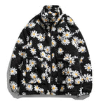 Cotton Padded Thick Parkas Jackets Daisy Print Fleece Warm Full Zip Coats nowadaysfashion