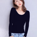 Cotton Women's T-shirt Long-sleeved Solid Color Women T-shirts Leisure Woman T shirt nowadaysfashion