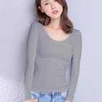 Cotton Women's T-shirt Long-sleeved Solid Color Women T-shirts Leisure Woman T shirt nowadaysfashion