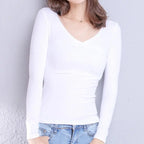 Cotton Women's T-shirt Long-sleeved Solid Color Women T-shirts Leisure Woman T shirt nowadaysfashion