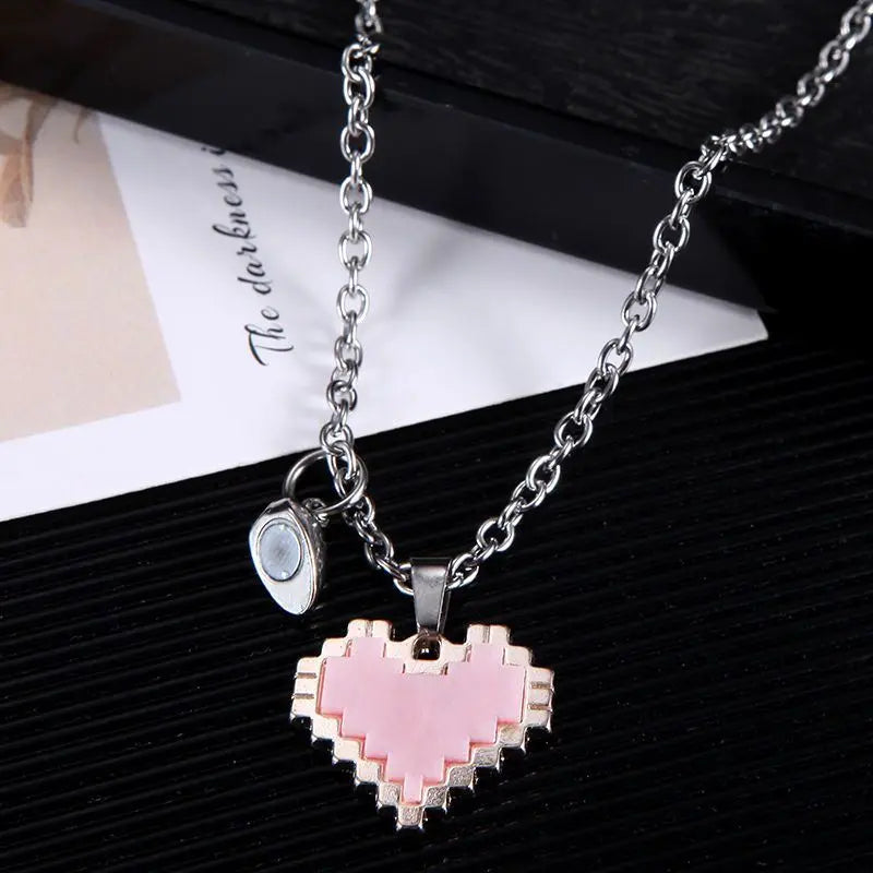 Couple attract bestie necklace love mosaic magnetic pendant - Blade & Thread