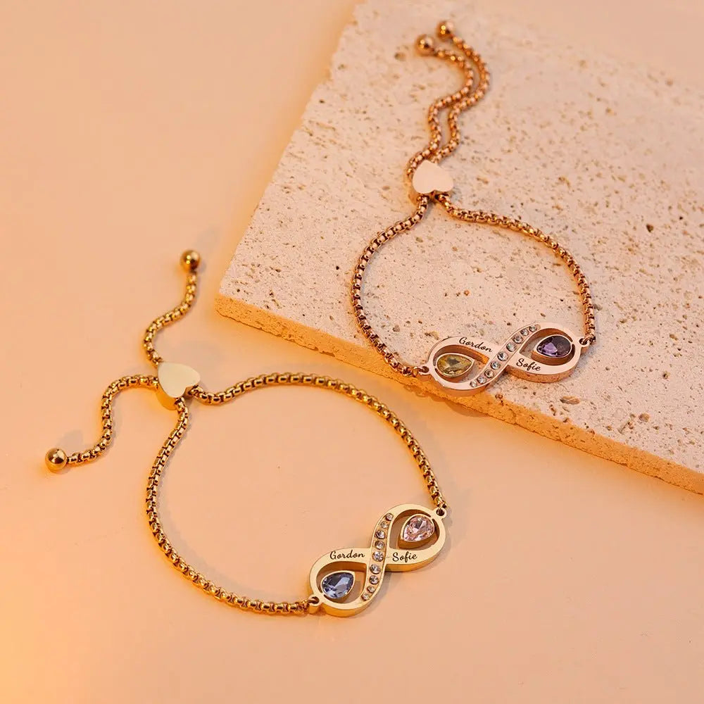 couple bracelet birthstone engraved bracelet - Blade & Thread