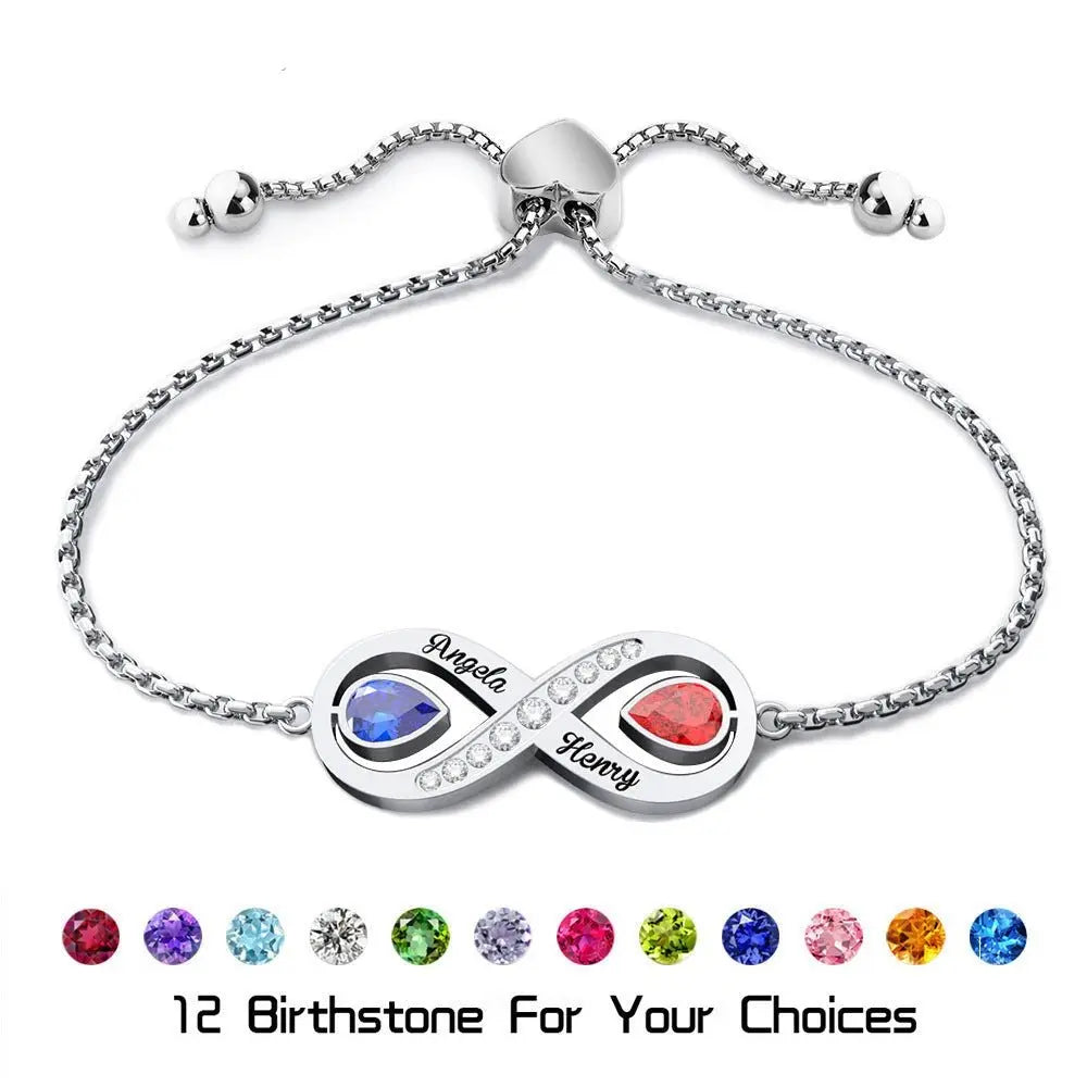 couple bracelet birthstone engraved bracelet - Blade & Thread