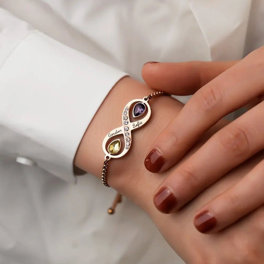 couple bracelet birthstone engraved bracelet nowadaysfashion