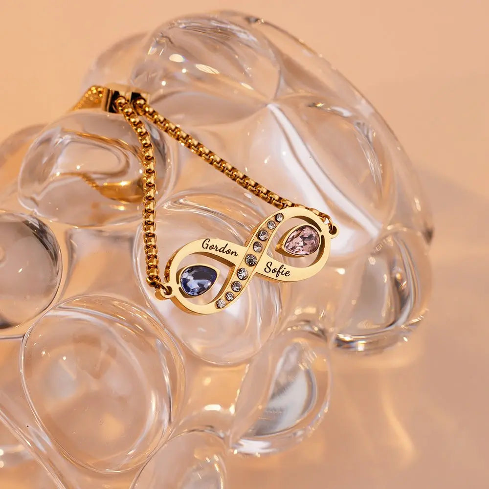 couple bracelet birthstone engraved bracelet - Blade & Thread