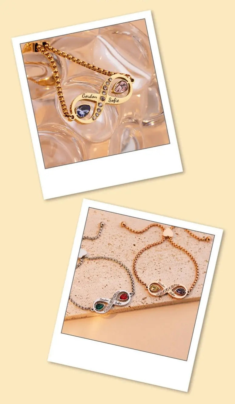 couple bracelet birthstone engraved bracelet - Blade & Thread