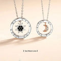 couple silver color ring sun and moon two-color pendant necklace jewelry gift nowadaysfashion