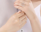 couple silver color ring sun and moon two-color pendant necklace jewelry gift nowadaysfashion