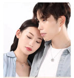 couple silver color ring sun and moon two-color pendant necklace jewelry gift nowadaysfashion