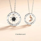 couple silver color ring sun and moon two-color pendant necklace jewelry gift nowadaysfashion