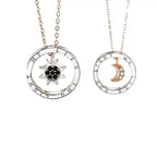 couple silver color ring sun and moon two-color pendant necklace jewelry gift nowadaysfashion