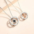 couple silver color ring sun and moon two-color pendant necklace jewelry gift nowadaysfashion