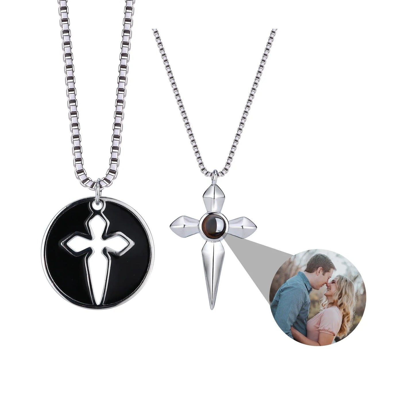 Couples who can customize photosProjection Necklace Pendant Jewelry - Blade & Thread