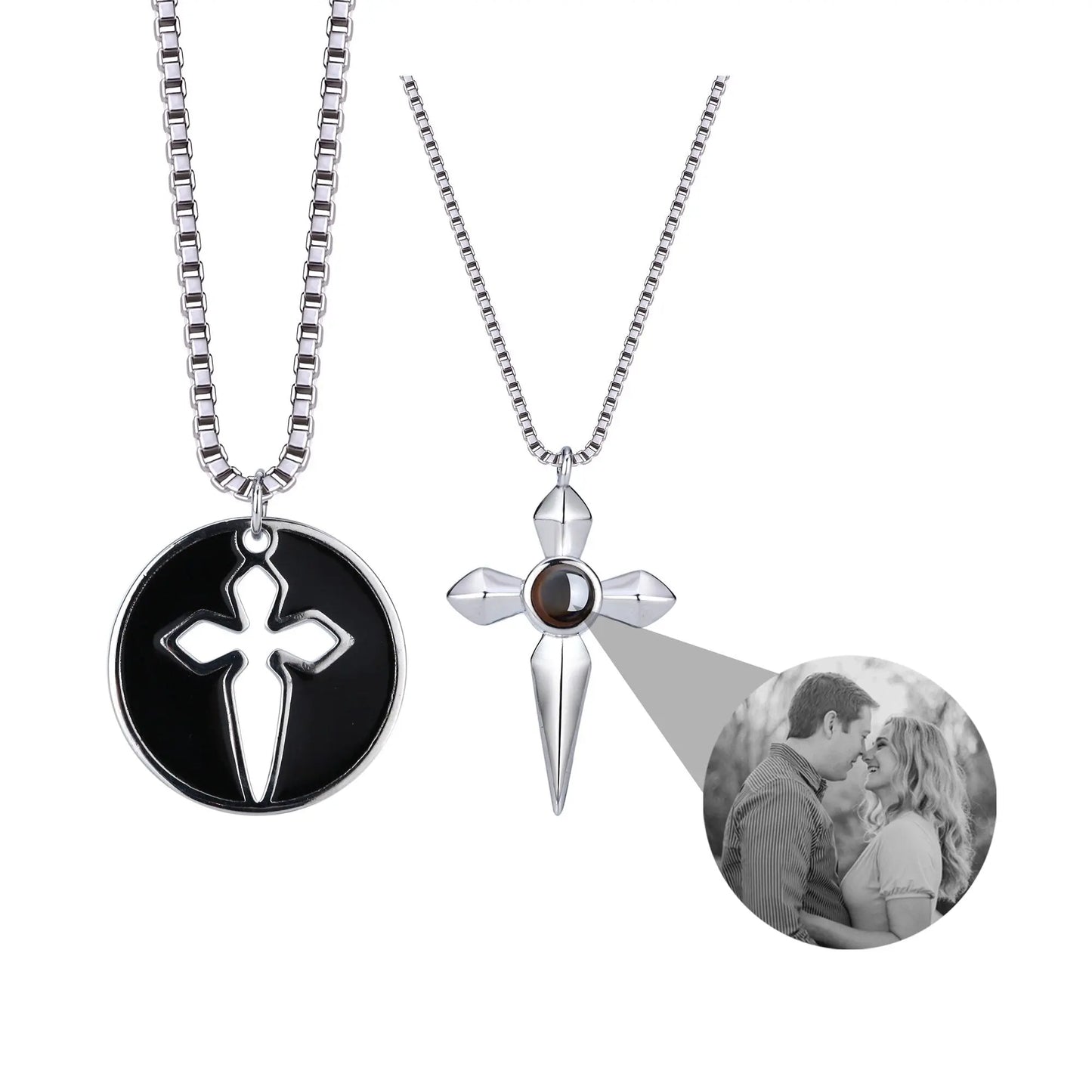 Couples who can customize photosProjection Necklace Pendant Jewelry - Blade & Thread