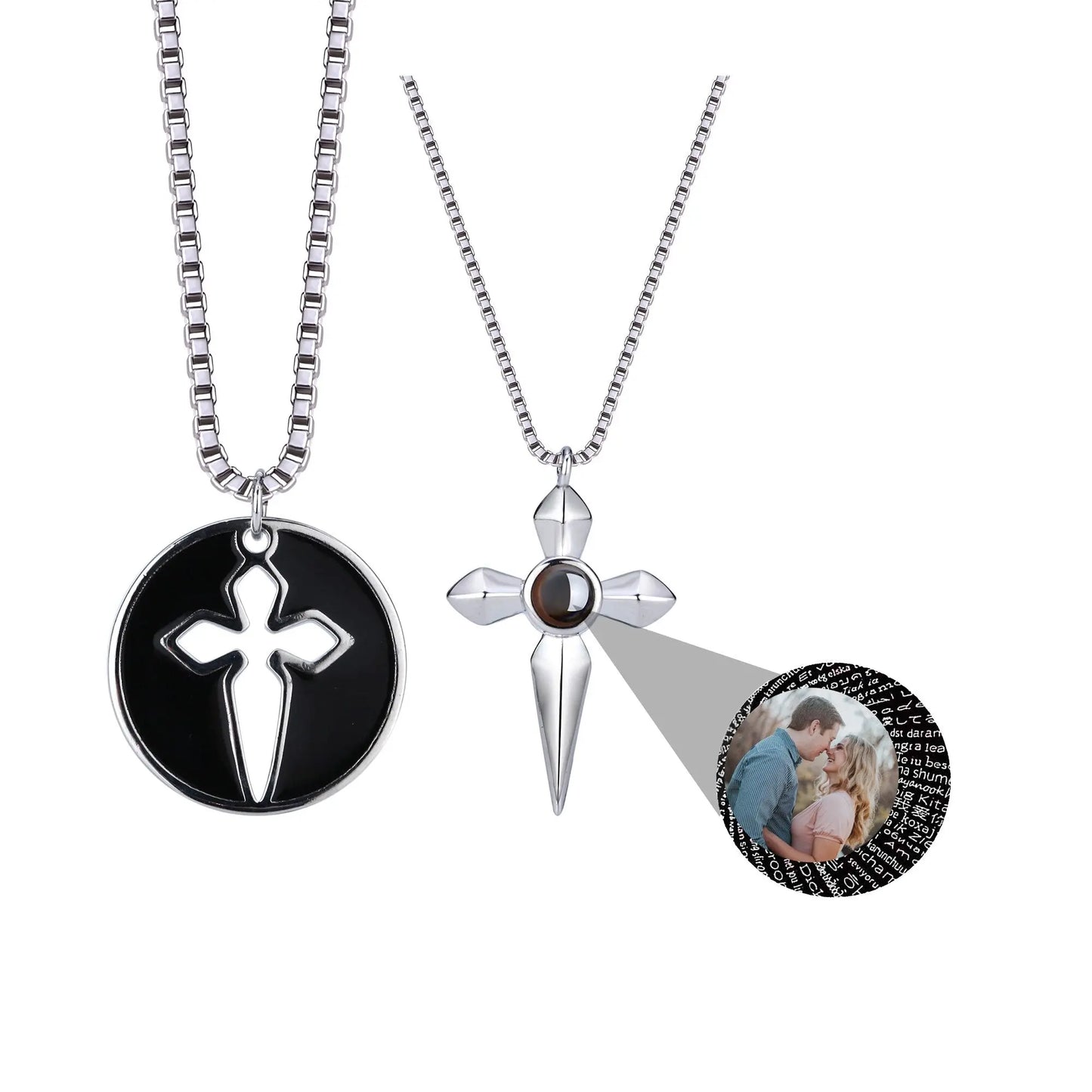 Couples who can customize photosProjection Necklace Pendant Jewelry - Blade & Thread
