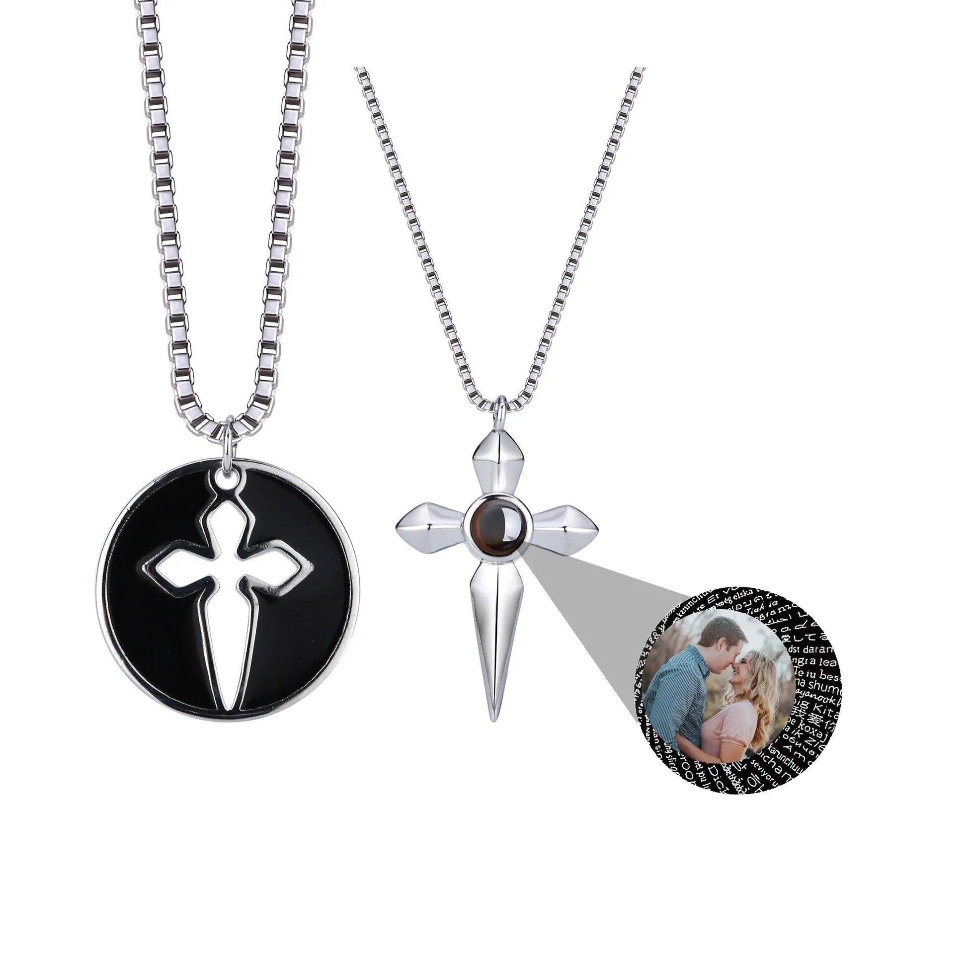 Couples who can customize photosProjection Necklace Pendant Jewelry - Blade & Thread