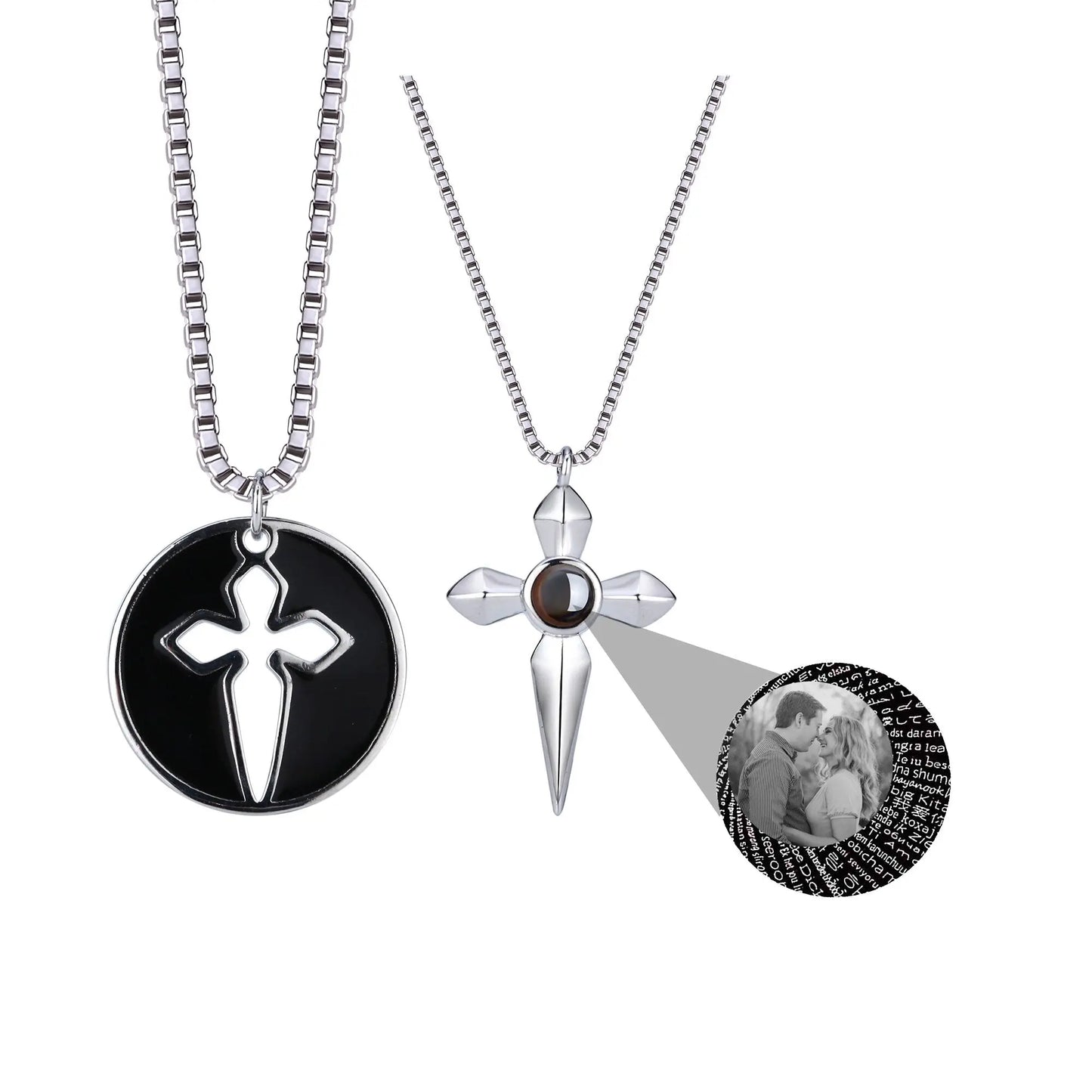 Couples who can customize photosProjection Necklace Pendant Jewelry - Blade & Thread