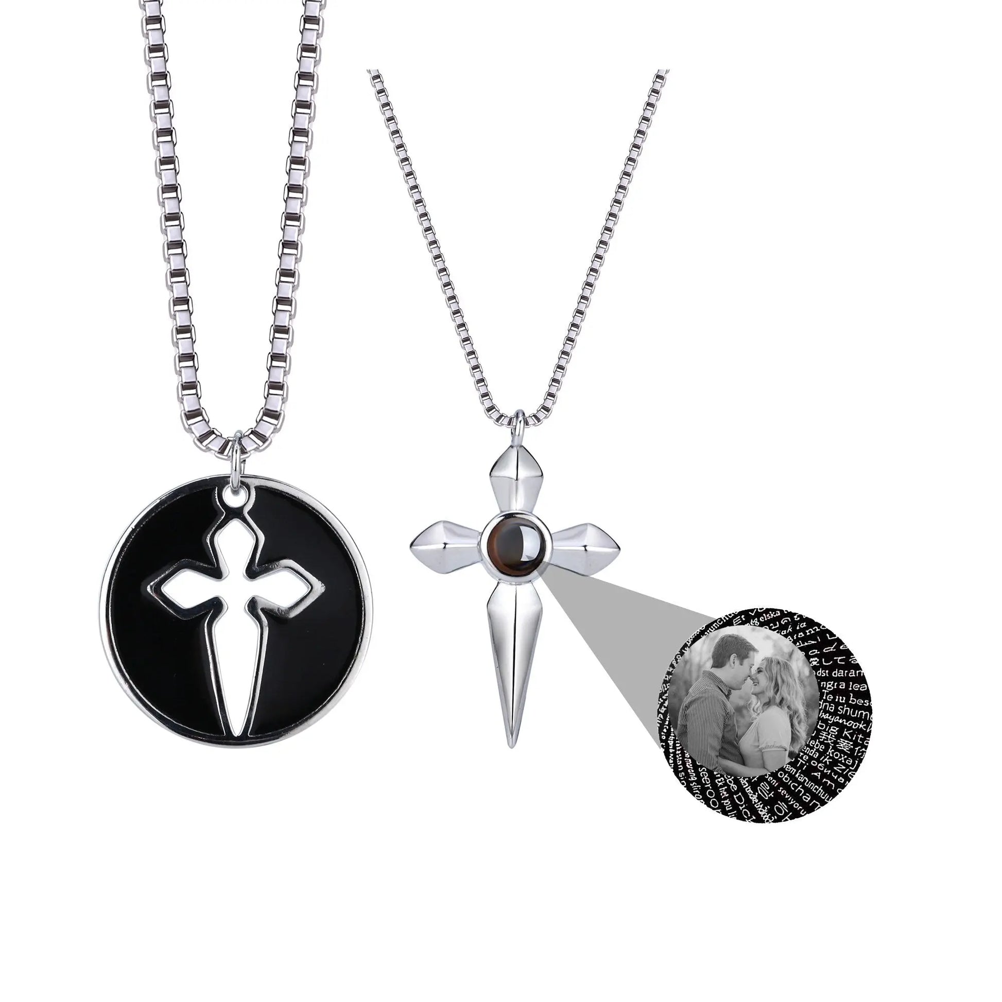 Couples who can customize photosProjection Necklace Pendant Jewelry - Blade & Thread