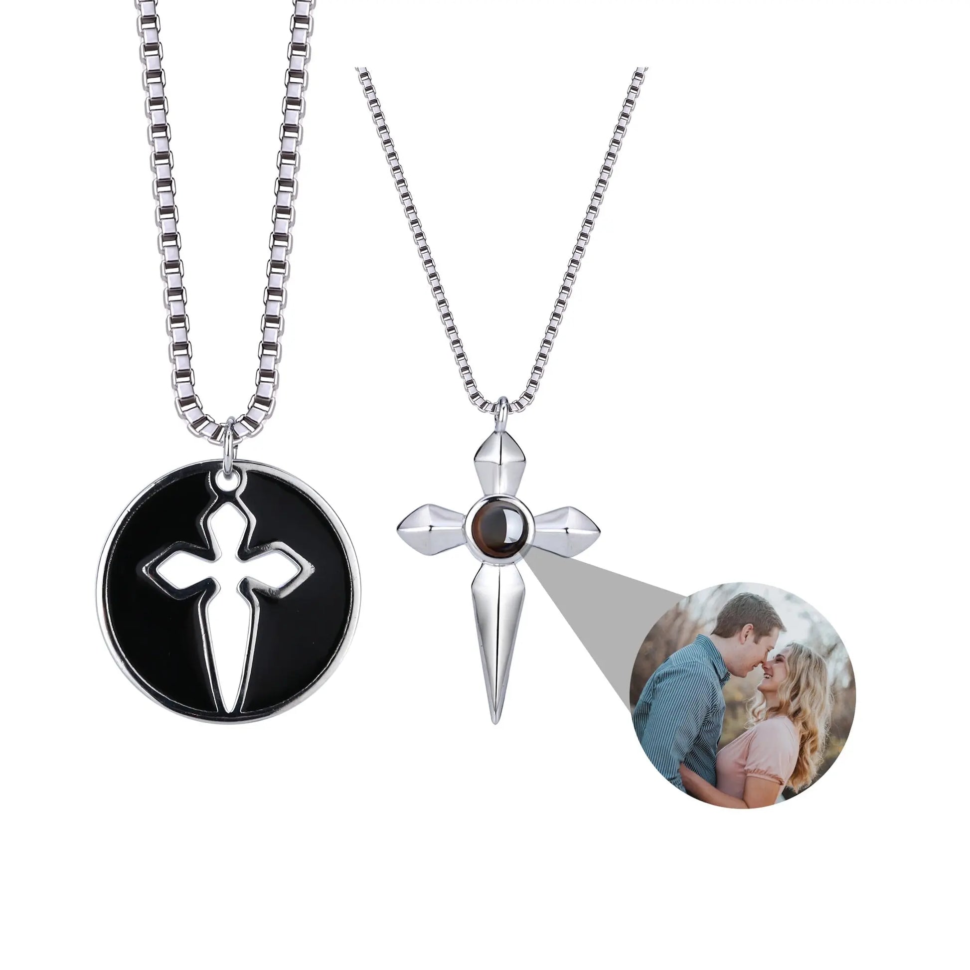 Couples who can customize photosProjection Necklace Pendant Jewelry - Blade & Thread