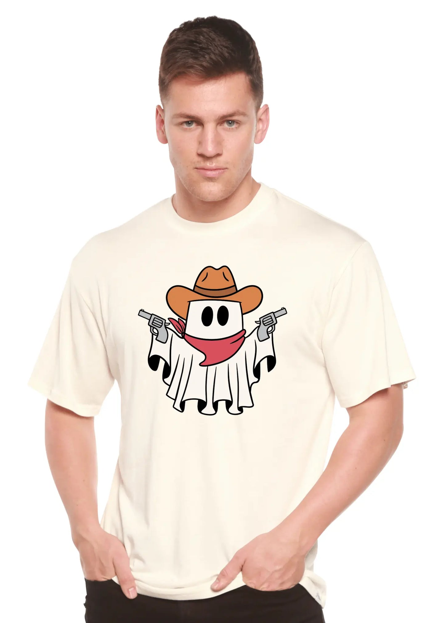 Cowboy Ghost Unisex Bamboo Viscose/Organic Cotton Short Sleeve Graphic T-Shirt - Blade & Thread