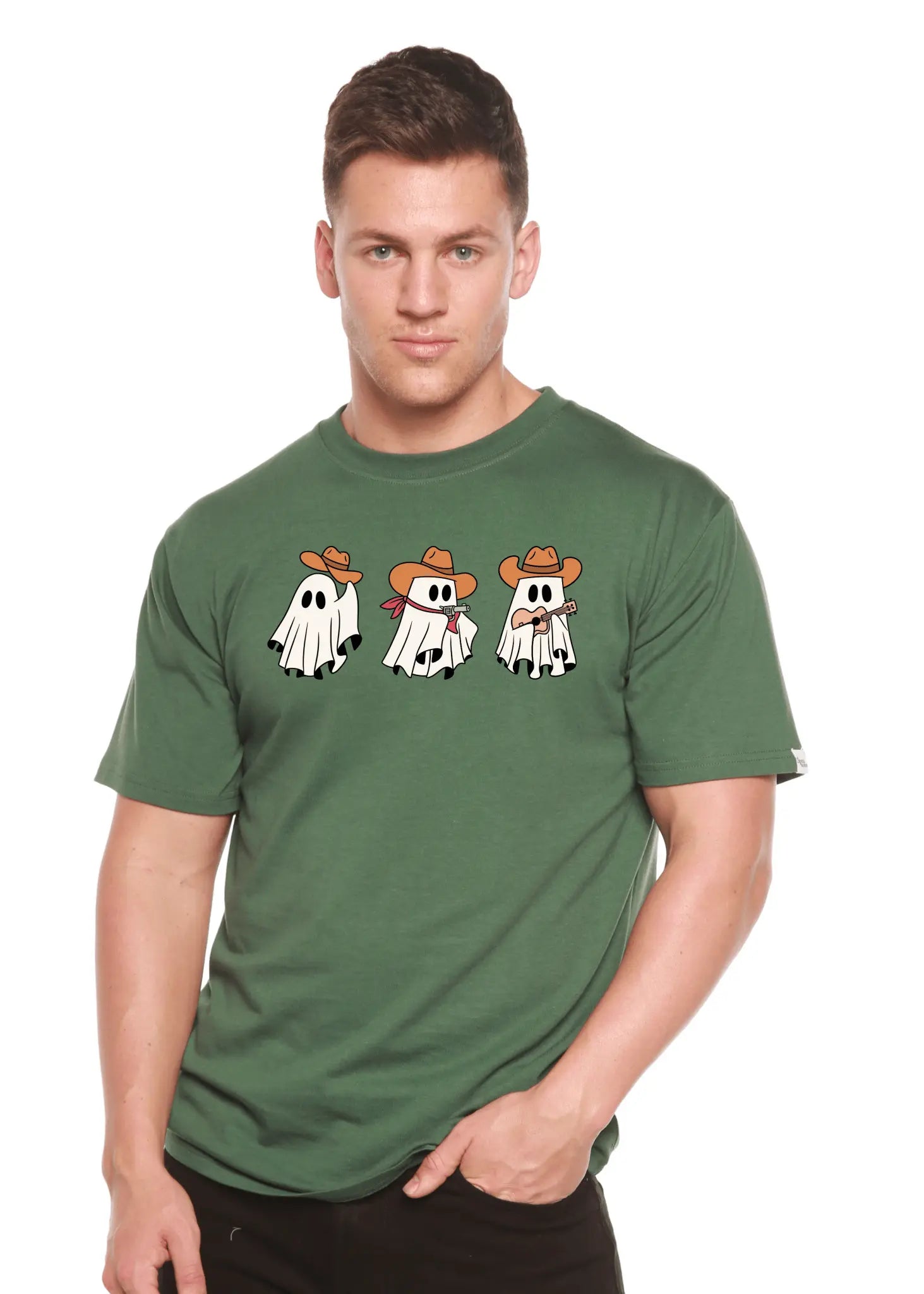 Cowboy Ghosts Unisex Bamboo Viscose/Organic Cotton Short Sleeve Graphic T-Shirt Spun Bamboo