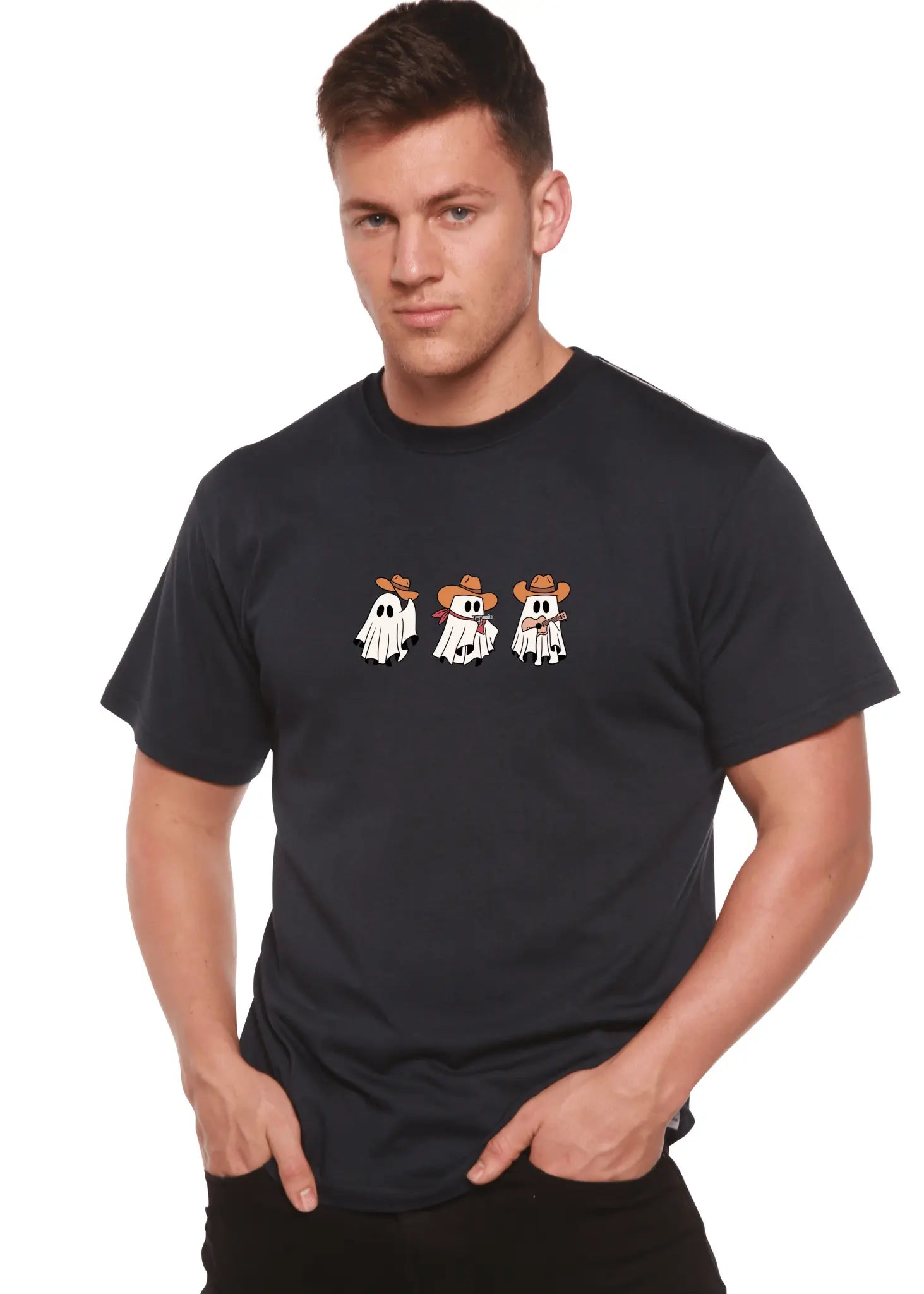 Cowboy Ghosts Unisex Bamboo Viscose/Organic Cotton Short Sleeve Graphic T-Shirt Spun Bamboo