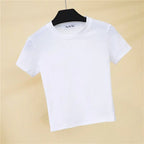 Crop Top T-Shirt Female Solid Cotton O-Neck Short Sleeve T-shirts for Women High Waist Slim T-Shirt nowadaysfashion