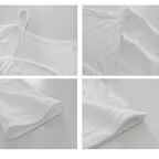Cropped Tops Women Square Collar Slanted Shoulder Straps Halter Neck Long Sleeve T-shirt nowadaysfashion