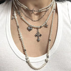 Cross heart star pearl necklace nowadaysfashion