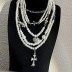 Cross heart star pearl necklace nowadaysfashion