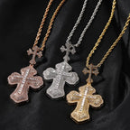 Cross hip-hop necklace for men and women trendy copper inlaid zircon necklace nowadaysfashion