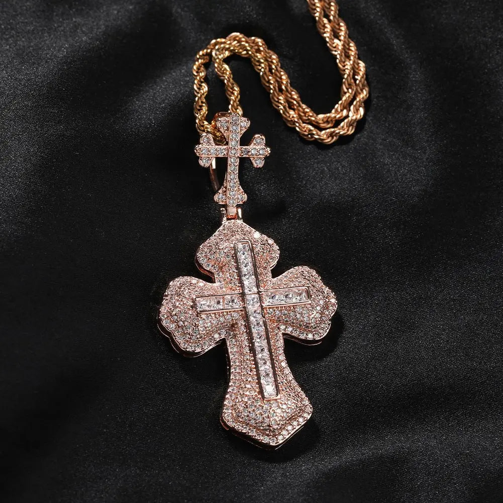 Cross hip-hop necklace for men and women trendy copper inlaid zircon necklace - Blade & Thread