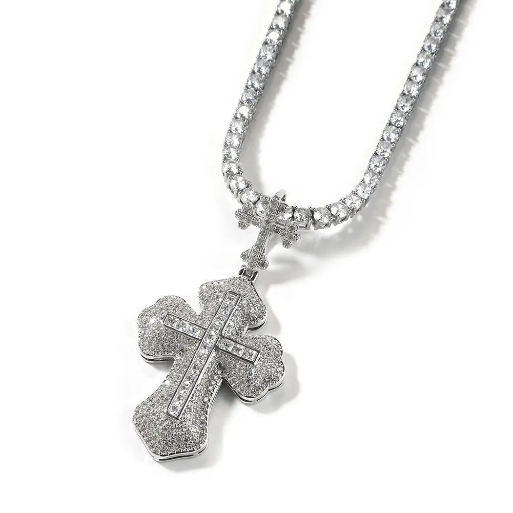 Cross hip-hop necklace for men and women trendy copper inlaid zircon necklace nowadaysfashion