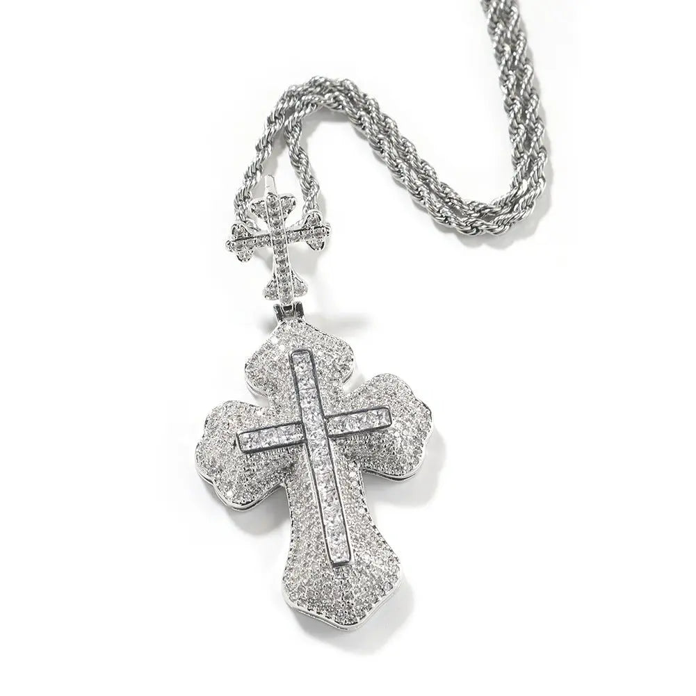 Cross hip-hop necklace for men and women trendy copper inlaid zircon necklace nowadaysfashion