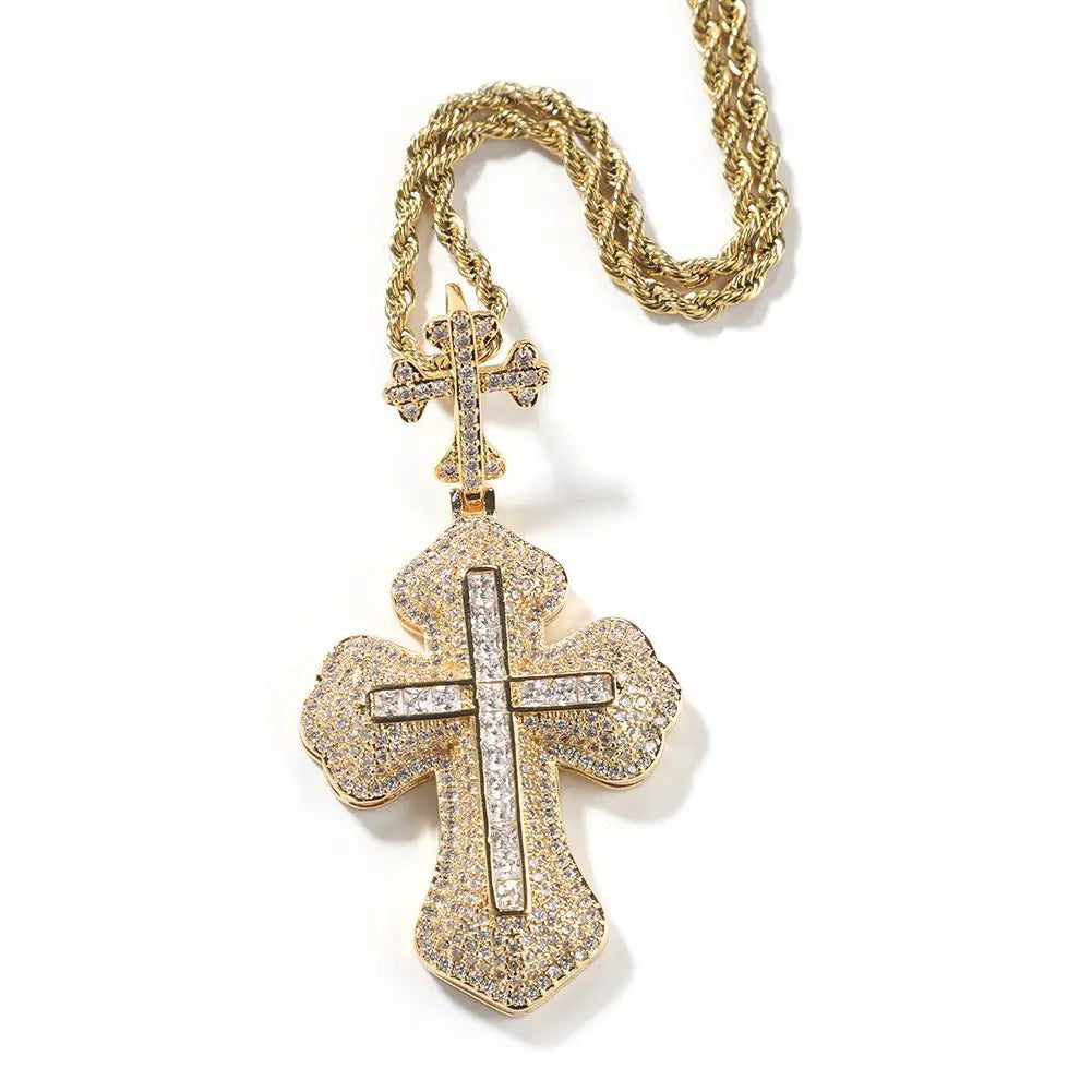 Cross hip-hop necklace for men and women trendy copper inlaid zircon necklace - Blade & Thread