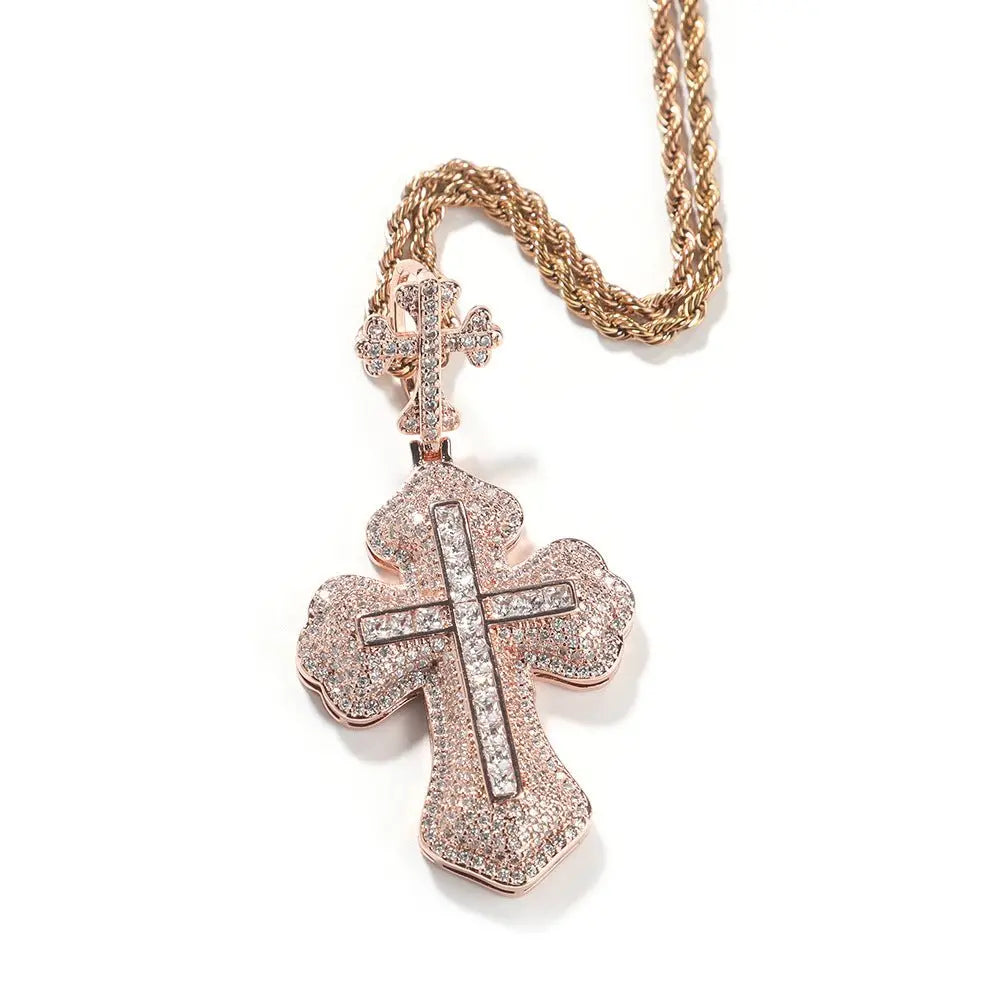Cross hip-hop necklace for men and women trendy copper inlaid zircon necklace - Blade & Thread