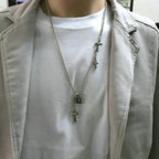 Cross multi-pendant necklace long necklace sweater chain nowadaysfashion