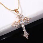 Cross Necklace Fashion White/Rose Red/Green Blue for Women Shiny Stylish Party Accessories nowadaysfashion