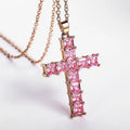 Cross Necklace Female Inlaid White/Pink Cubic Zirconia Fashionable for Party Jewelry nowadaysfashion