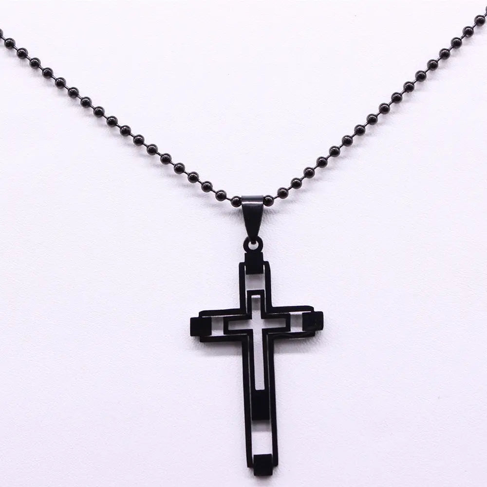 Cross Stainless Fashion Steel Choker Necklace for Men Gold and Silver Color Statement Necklace nowadaysfashion