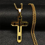 Cross Stainless Fashion Steel Choker Necklace for Men Gold and Silver Color Statement Necklace nowadaysfashion