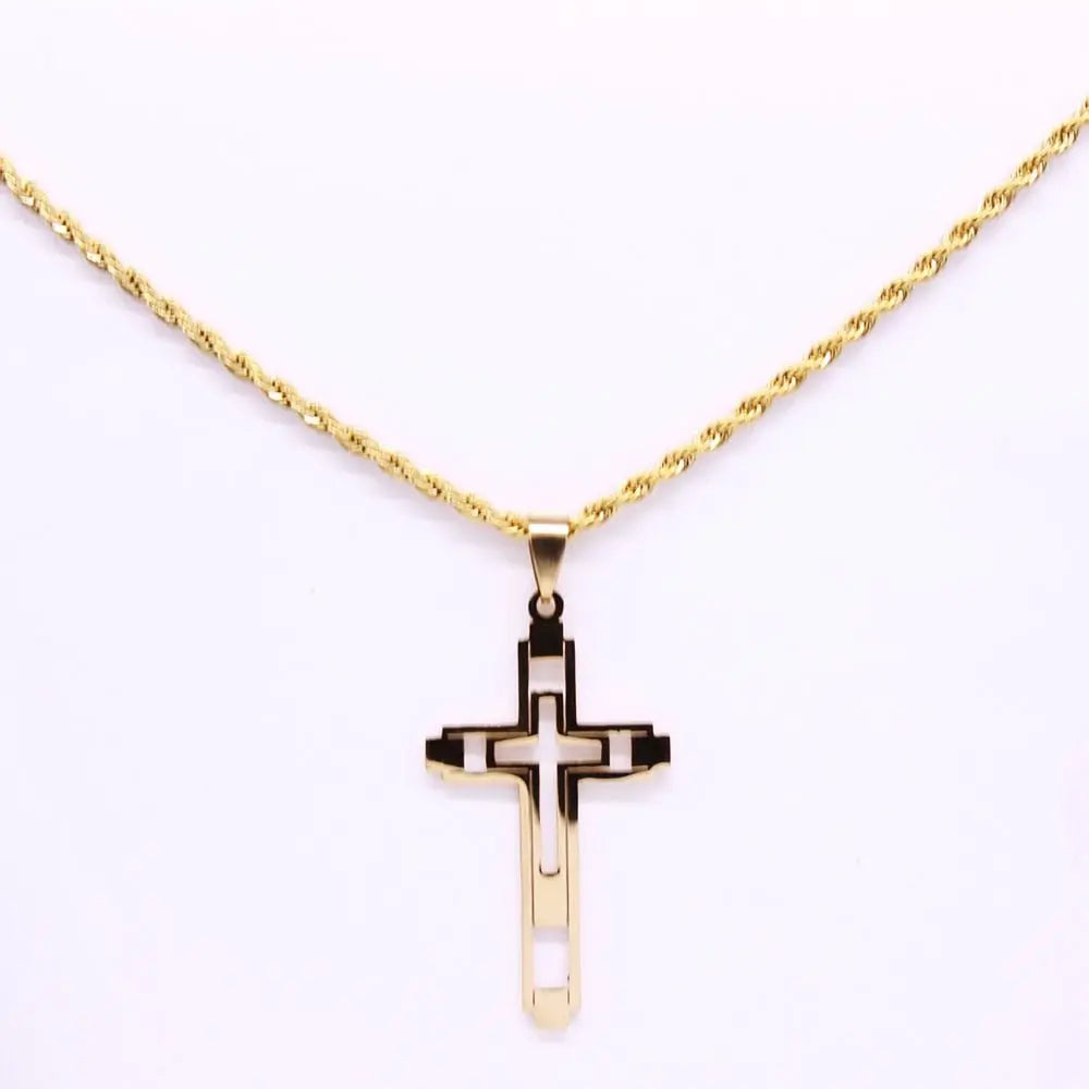 Cross Stainless Fashion Steel Choker Necklace for Men Gold and Silver Color Statement Necklace nowadaysfashion