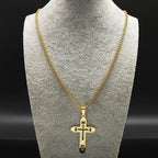 Cross Stainless Fashion Steel Choker Necklace for Men Gold and Silver Color Statement Necklace nowadaysfashion