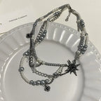 Cross star-shaped pearl multi-layered necklace nowadaysfashion