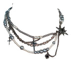 Cross star-shaped pearl multi-layered necklace nowadaysfashion